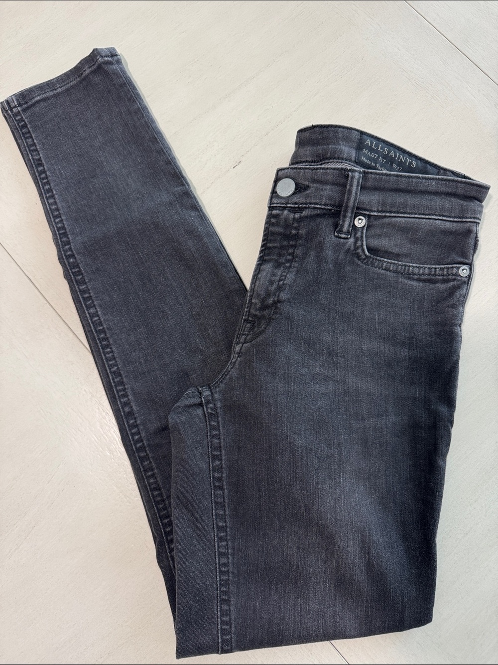 All Saints Charcoal Black Skinny Jeans